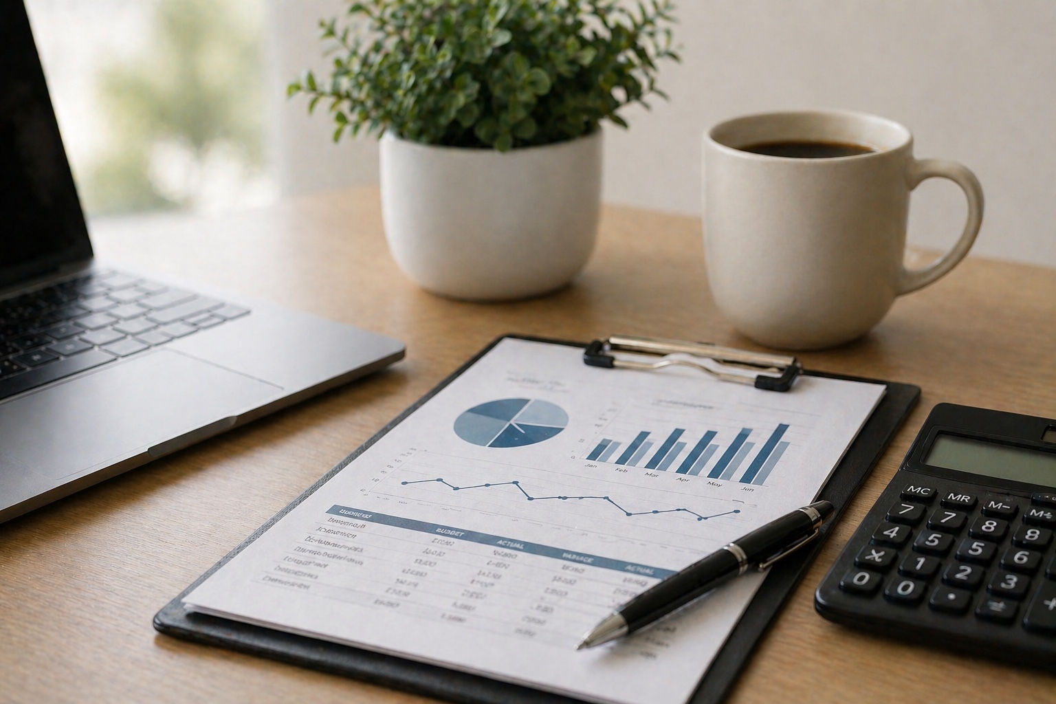 Accounting and tax preparation documents on a desk