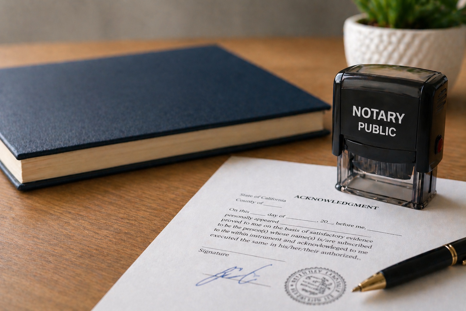 Notary public stamp and document